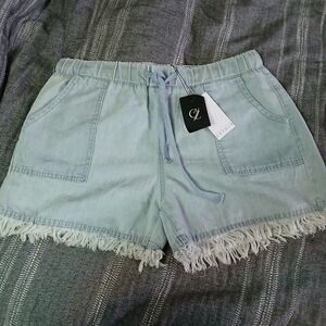 NWT CE ZELE Frayed Hem Denim Shorts, Size Large